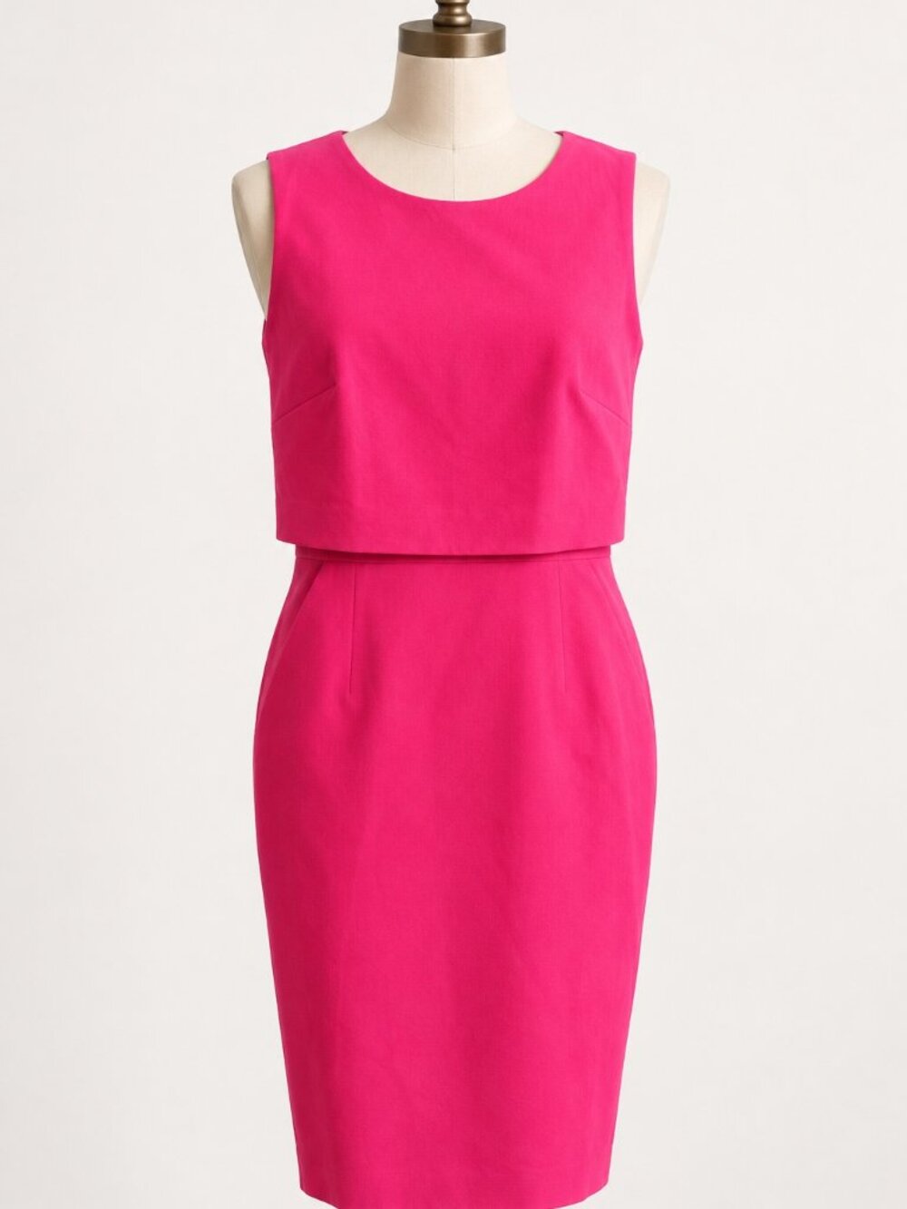 J.Crew Bi-Stretch Hot Pink Fuchsia Overlay Sheath Dress Size 0